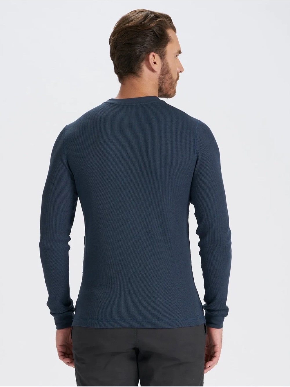 Vuori Men’s Long Sleeve Thermal Waffle Crewneck in Dark Navy Size L - Picture 3 of 6